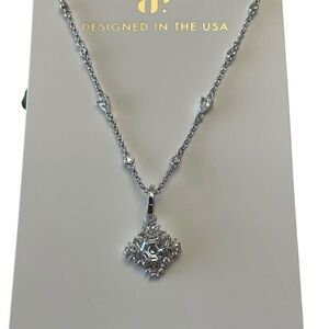Bomb Party Lumina Necklace Chiseled Into Light Diamond CZ Rhodium Plating NIB